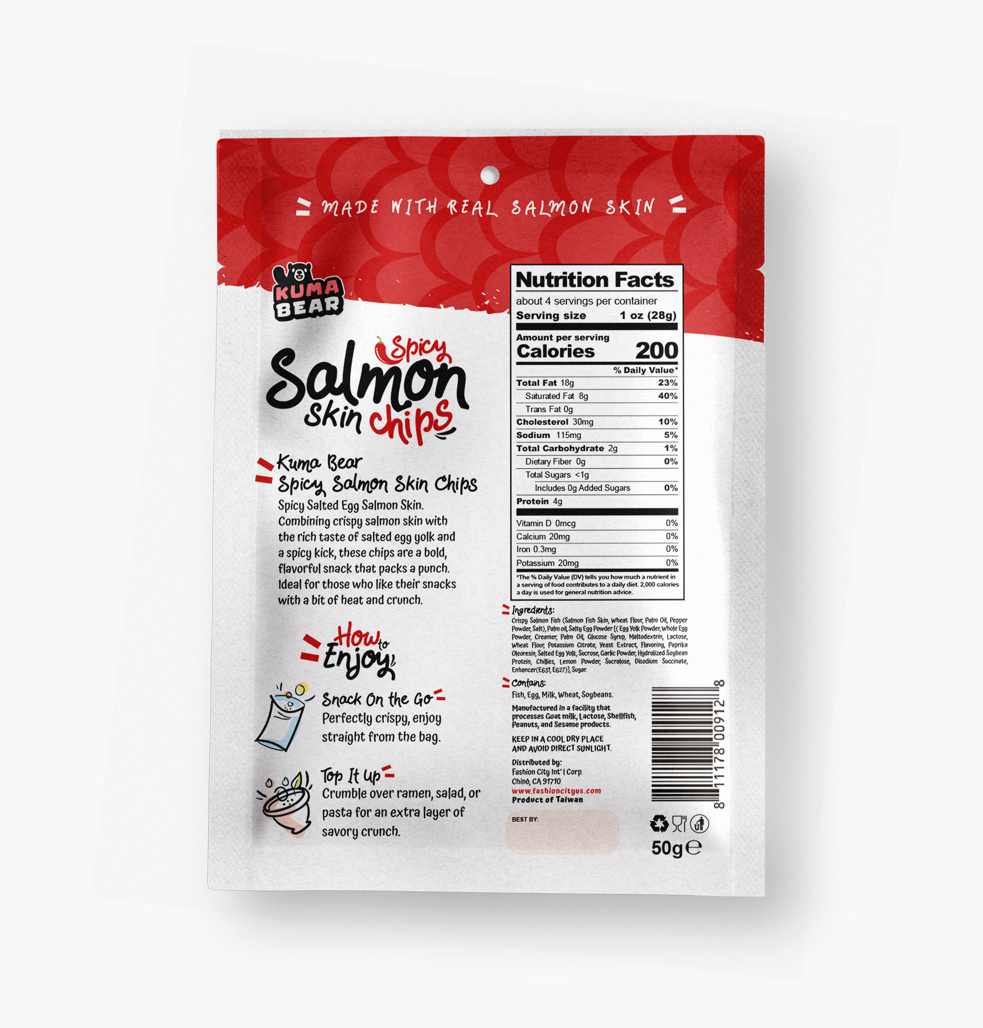 Kuma Bear Spicy Salmon Skin Chips